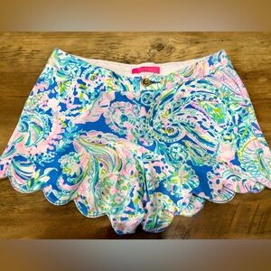 Lily Pulitzer Vibrant Floral Shorts with Scalloped Hem